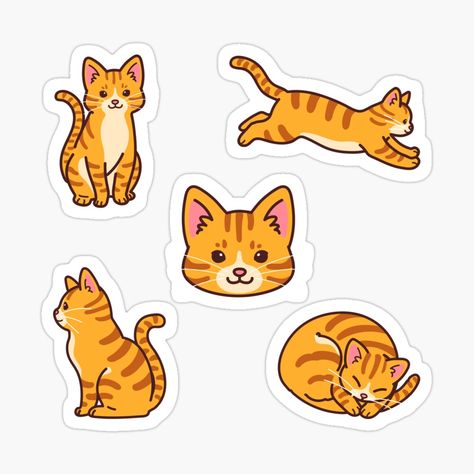 Get my art printed on awesome products. Support me at Redbubble #RBandME: https://www.redbubble.com/i/sticker/Adorable-Orange-Red-Tabby-Cats-Collection-by-youmiichi/150014194.EJUG5?asc=u Orange Cat Sticker, Red Cat Drawing, Orange Cat Illustration, Orange Cat Drawing, Orange Cat Art, Sticker Collection Book, September Vibes, Cat Pot, Arcade Retro