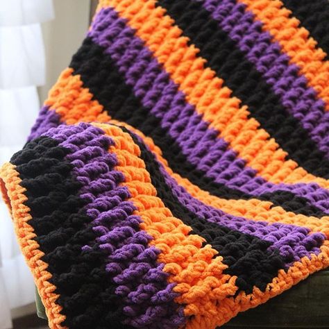 Halloween Yarn Blanket, Knitted Halloween Blanket, Halloween Themed Crochet Blankets, Halloween Afghans Free Patterns, Hocus Pocus Crochet Blanket, Crochet Blanket Halloween, Halloween Afghan Crochet, Halloween Crochet Blanket Pattern, Halloween Crochet Blankets