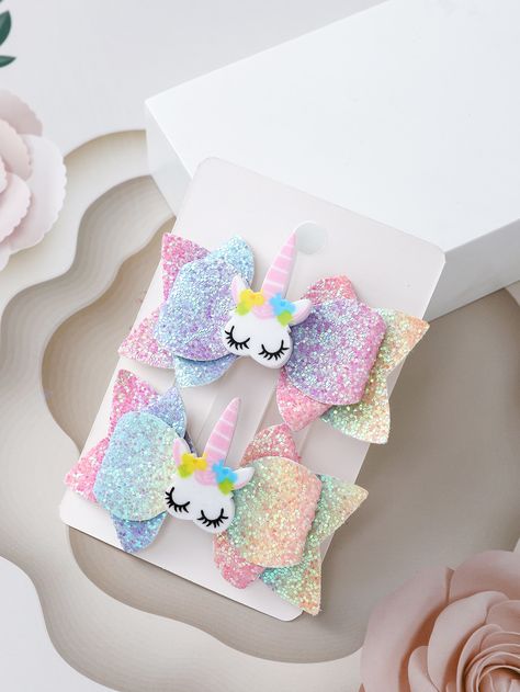 2pcs Toddler Girls Unicorn Decor Hair ClipI discovered amazing products on SHEIN.com, come check them out! Unicorn Hair Clip, Unicorn Decor, Unicorn Decorations, Unicorn Hair, Kids Hair Accessories, Crafty Craft, All Craft, Wave Pattern, Kids Beachwear