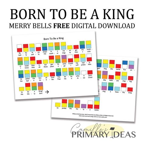 Merry Bells just released a FREE digital download for the song, Born to be a King.  The timing is perfect to use with your primary Christmas in singing time! This is an affiliate post.  That means I receive a small commission from sales at no cost to you.  But know that I wouldn’t recommend this product if I didn’t LOVE it! Born to be a King composed by Maren Ord is a beautiful Christmas song!  Continue reading Born to be a King Merry Bells Free Digital Download at Singing Time Ideas | LDS | Cam February Song, Singing Time Ideas, Time Lessons, Primary Songs, Primary Ideas, Primary Music, Time Games, Singing Time, How To Make Bookmarks