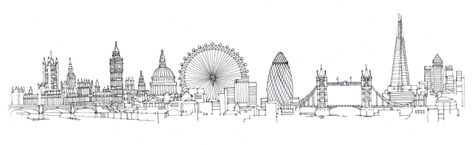 London cityscape pencil sketch London Skyline Tattoo, Skyline Tattoo, Skyline Drawing, London Drawing, London Cityscape, Drawing Scenery, City Sketch, Skyline Painting, Journal Books