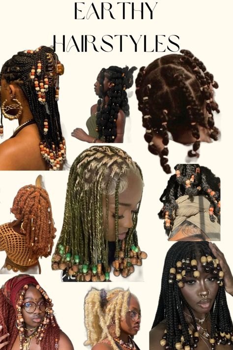 #boholocs  #earthcore #aesthetic Earthy Hairstyles Black Women, Earthcore Aesthetic, Earthy Hairstyles, Earthy Girl Outfits, Earthy Hair, Earthy Baddie, Earthy Aesthetic Outfits, Unique Natural Hairstyles, Earthy Tones Aesthetic