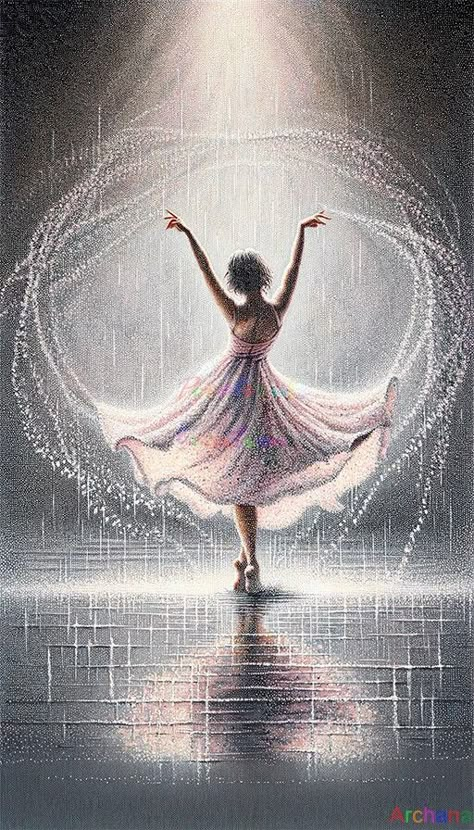 Woman Dancing In The Rain, Ballerina Art Paintings, Dance Artwork, Dancer Art, Woman Dancing, Ballerina Art, Dancers Art, Music Drawings, Celestial Art