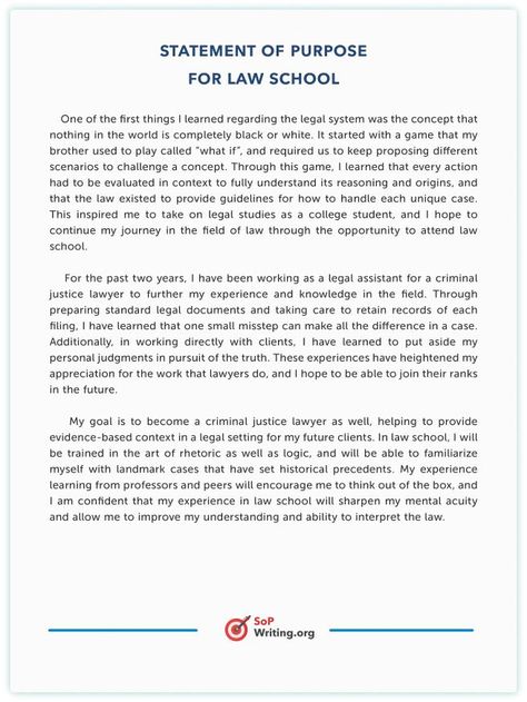 Are you planning to study Law and looking for a Statement of purpose? We've got an original law Statement of Purpose example that can help you out and inspire you to craft your own business school SoP! All you have to do is follow the format & structure, know what you want to tell about and you'll succeed! And in case you need some pro help, you can also get it online from experts! Motivation For Law Students, Law Personal Statement, Law School Personal Statement Examples, Statement Of Purpose, Law School Personal Statement, Law School Preparation, Personal Statement Examples, Law School Prep, College Essay Examples