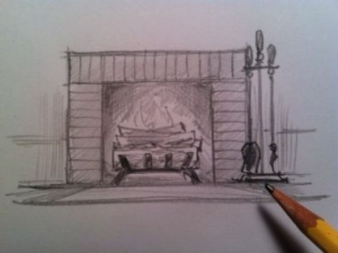 If you want to learn a quick and simple way to draw a fireplace, then this is the drawing tutorial for you. Like most abilities, drawing is simply a set of easily learned techniques. Take a look... Draw A Fireplace, Fireplace Sketch, Draw Bricks, Artificial Fireplace, Mandala Project, Linear Perspective, Fireplace Drawing, Wood Carrier, Fireplace Home