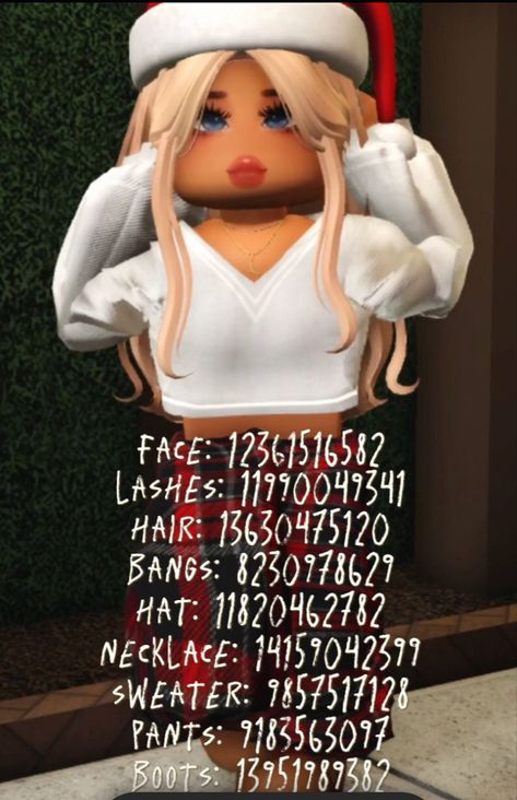 Bloxburg Christmas Pj Codes, Avatar Codes Bloxburg, Roblox Avatar Codes, Blonde Hair Roblox, Best Friend Letters, Codes Bloxburg, Pic Code, Xmas Outfit, Blonde Bangs