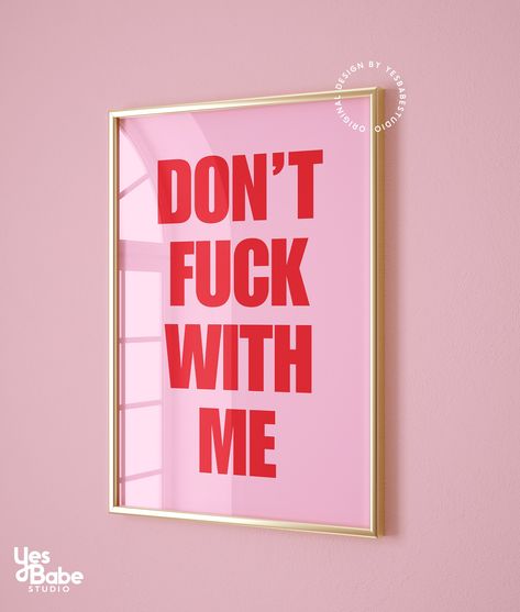 Maximalist wall art, Cubicle decor, Pink and red decor, Quirky wall art, Funky room decor, Swear word print, Home office art, Feminist print Maximalist Office, Funky Office, Funky Room Decor, Pink Office Decor, Funky Room, Wall Art Funky, Quirky Wall Art, Home Office Art, Art Funky