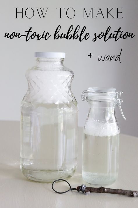 Homemade Bubble Wands, Homemade Bubble Solution, How To Make Bubbles, Large Glass Bottle, Homemade Bubbles, Bubble Solution, End Of Spring, Montessori Toddler Activities, Small Glass Bottles