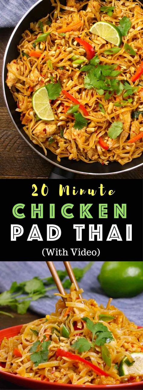 Asian Dinner Ideas, Asian Dinner, Chicken Pad Thai, Asian Dinners, Pad Thai Recipe, Thai Noodles, Quick And Easy Dinner, Delicious Chicken, Easy Weeknight