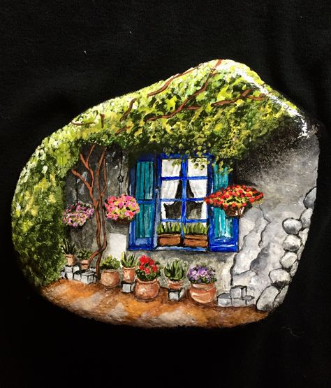 Somewhere to relax. Painted rock. By Mariola's Art Stone Art Painting, Rock And Pebbles, Social Art, Rock Rock, Painted Rocks Diy, Rock Painting Ideas Easy, Rock Painting Patterns, Paint Rock, Mural Floral