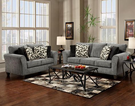 Grey Sofas for Sale | Grey Fabric Modern Sofa & Loveseat Set w/Options Grey Sofa Wooden Floor, Living Room Inspiration Grey Couch, Room Inspiration Grey, Wooden Floor Living Room, Living Room Inspiration Grey, Grey Sofa Set, Grey Living Room Sets, Sofa Wooden, Floor Living Room