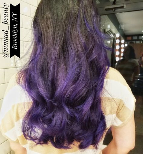 Balayaged purple hair into a beautiful ombre that will fade to lavender. By @nomad_beauty  #purplebalayage #purplehair #purple ombre. Purple Hair Fade, Purple Balayage, Fade Hair, Purple Ombre, Hair Inspo Color, Purple Hair, Hair Inspo, Hair Ideas, Cute Hairstyles