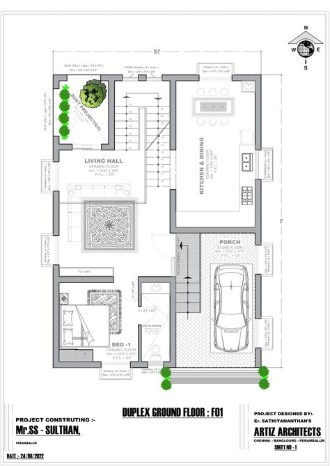 Duplex House Small Courtyard House Plans, Small Courtyard House, Flat Roof House Plans, Bungalow Plan, 30x50 House Plans, Duplex Floor Plans, Small Courtyard, Flat Roof House, Modern House Floor Plans