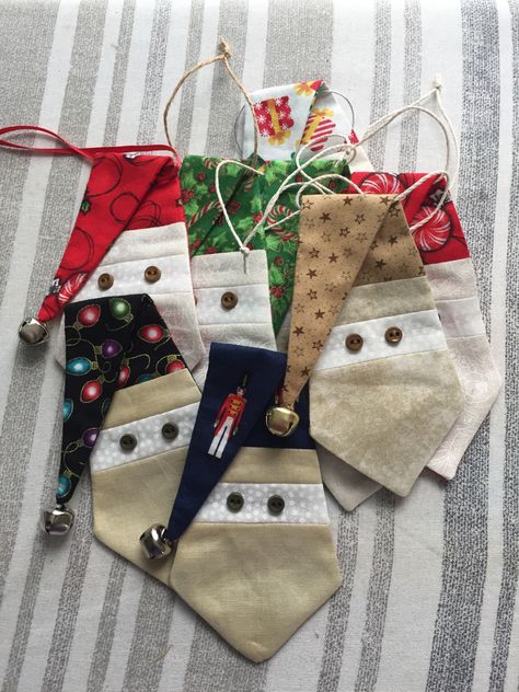 Crafts Made From Neckties, Neck Tie Crafts Upcycling, Neck Tie Angles, Necktie Christmas Ornament, Neck Tie Christmas Ornaments, Tie Crafts Ideas, Neck Tie Ornament, Tie Angels Diy, Tie Ideas Craft Projects