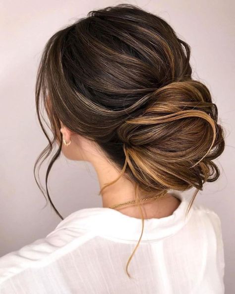 2024 Bridesmaid’s Chignon Bridesmaid Hairstyles 2024 Trends, Popular Updos 2024, Parted Bangs, Large Curls, Wavy Lob, Twist Bun, Teased Hair, Micro Braids, Gala Events