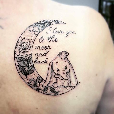 This Dumbo-inspired tattoo is prefect for mothers, or anyone who loves the Disney classic. Via: clarencestreettattoo/Instagram #disneytattoos Tattoo Designs Disney, Dumbo Wallpaper, Dumbo Tattoo, Mama Tattoos, Love Mom Tattoo, Baby Elephant Tattoo, Disney Sleeve Tattoos, Mum Tattoo, Elephant Tattoo Design