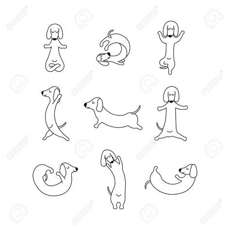 Wiener Dog Puppies, Vector Doodle, Dog Yoga, Wiener Dog, Yoga Practice, Dachshund, Art Inspo, Dogs And Puppies, Vector Free