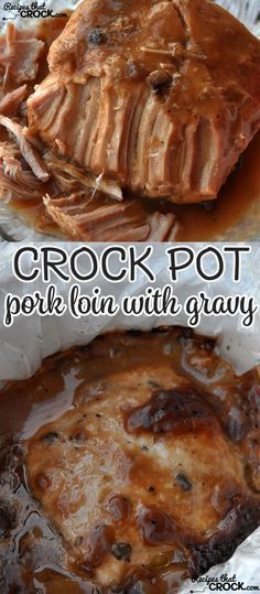 This Crock Pot Pork Loin with Gravy recipe is ah-mazing! Pork Loin With Gravy, Crock Pot Pork Loin, Crockpot Pork Loin, Crock Pot Pork, Crock Pot Food, Pork Loin Recipes, Tenderloin Recipes, Crockpot Pork, Crockpot Dishes