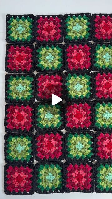 Sarah Zimmerman on Instagram: "I’m pleasantly surprised! I was able to get 30 squares from just two balls of Red Heart All-in-One Granny Square Yarn! I still need to join them and add a border but its already measuring 35x30 inches. ❤️💚
I am using colors Ruby Red and Verdant Vine =  https://bit.ly/4fUTu8M
#grannysquarechristmas #redheartyarn #grannysquareyarn #allinonegrannysquareyarn" Peppermint Granny Square, Red And Pink Granny Square, Sarah Zimmerman, Pink And Green Granny Squares, Purple And Green Granny Square, Red Heart Granny Square Yarn, Heart Granny Square, Red Heart Yarn, Granny Squares