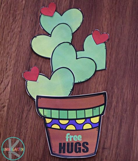 Craft For Valentines Day, Fish Crafts Kids, Kindergarten Valentine Crafts, Valentines Crafts For Kids, Cactus Valentine, Valentine Coloring Sheets, Heart Cactus, Free Printable Valentines, Kindergarten Valentines