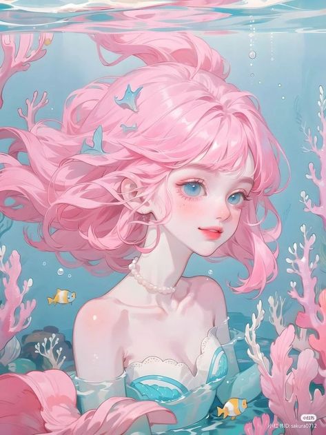 Mermaid Anime, Face Artwork, Character Artist, Dreamy Artwork, Mermaid Drawings, Mermaid Pictures, Draw Anime, Bd Comics, Anime Pictures