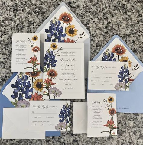 Texas Wildflower Wedding Invitation 6 Piece Wedding Set - Etsy Wildflower Wedding Invitations, Rustic Wedding Invitation, Indian Paintbrush, Hand Drawn Wedding, Spring Wildflowers, Email Sign, Etsy Wedding Invitations, Wildflower Wedding, Western Wedding