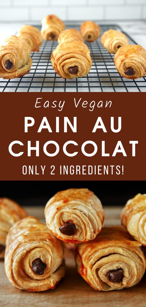 Easy Vegan Puff Pastry Dessert, Vegan Chocolate Croissant, Gluten Free Chocolate Croissant, Vegan Puff Pastry Recipes Desserts, Vegan French Desserts, Vegan Puff Pastry Dessert, Vegan Puff Pastry Recipes, Recipes With Puff Pastry, Chocolate Desserts Recipes