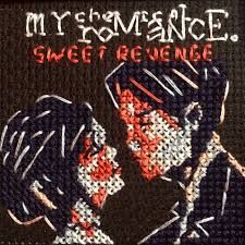 3 Cheers For Sweet Revenge, Punk Cross Stitch, Revenge Album Cover, My Chemical Romance Albums, Grid Crochet, Pixel Grid, Punk Jacket, Friendship Art, I Love Mcr