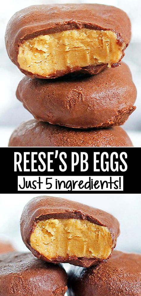 Easy Homemade Reeses Peanut Butter Eggs Recipe (Vegan, Keto, No Bake) Homemade Reeses, Peanut Butter Eggs Recipe, Keto No Bake, Holiday Candies, Vegan Bars, Healthy Easter Recipes, Daniel Plan, Healthy Chocolate Recipes, Chocolate Covered Katie