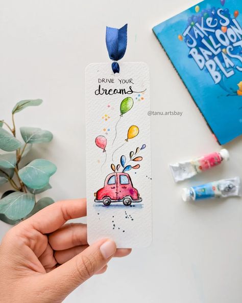 Day 8/100 Car Second week of #100daysofsketchingofficial❣️ This week's prompts made me think of kids. 👧👦 I'm planning to paint a few more prompts with the kids in mind. I even asked my little daughter for her ideas, and she was super excited to share the ideas! 🤩 Today's painting on this bookmark is different from my usual style. I experimented with the thickness of the lines, though i messes up at few places 🤪 but I enjoy these challenges. They give me a lot of room to try new things. ✨💕 ... Pencil Drawings Of Girls, Bookmarks For Books, Creative Bookmarks, Diy Glass Bottle Crafts, Try New Things, Watercolor Bookmarks, Bookmarks Kids, Book Corners, Glitter Art