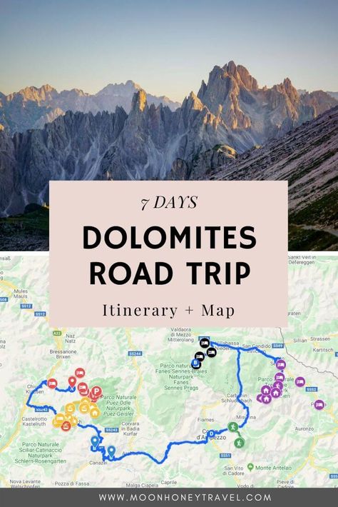 Dolomites Road Trip Itinerary - The Best of the Italian Dolomites in 7 Days Dolomites Itinerary, Motorhome Travels, Itinerary Planner, Dolomites Italy, Road Trip Europe, Road Trip Routes, Perfect Road Trip, Italy Itinerary, Road Trip Destinations