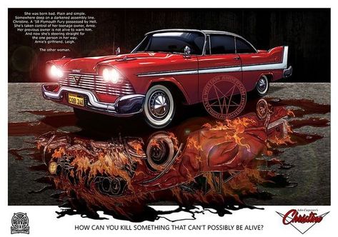 Christine Car, Plymouth Muscle Cars, Dreamcore Aesthetic, Spooky Movies, Plymouth Fury, Cool Car Drawings, Horror Movie Art, Road Rage, King Art