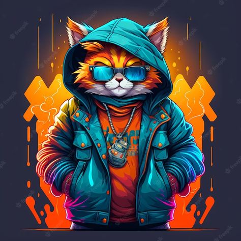 Premium Photo | Trendy and cool cat with hoodie jacket and wearing eyeglass t-shirt design Cat With Hoodie, Digital Art Programs, Sublimacion Ideas, T-shirt Print Design, T Shirt Logo Design, Arte 8 Bits, Creative T Shirt Design, Shirt Logo Design, Print Design Art