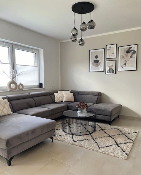 Sectional Apartment, Grey And Beige Living Room, Beige Living Room Ideas, Rent Room, Condo Living Room, Beige Living Rooms, Future Apartment Decor, Grey Sectional, Condo Living