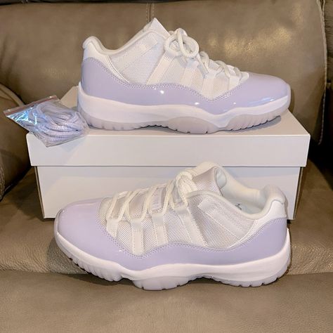 New! Never Worn. With Box. Purple Shoe Laces. *Women’s 8.5, Grade School 7y* Purple 11s, Jordan 11 Retro Low Outfit, Jordan 11s Outfit, Jordan Shoes Women, Quince Planning, Dream Shoe, Jordan 11s, White Jordans, Pretty Shoes Sneakers