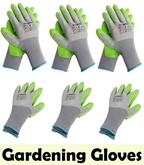 WORKPRO 6 Pairs Garden Gloves, Work Glove with Eco Latex Palm Coated, Working Gloves for Weeding, Digging, Raking and Pruning Working Gloves, Garden Gloves, Growing Potatoes, Lawn Edging, Garden Tool Set, Grow Bags, Protective Gear, Gardening Gloves, Work Gloves