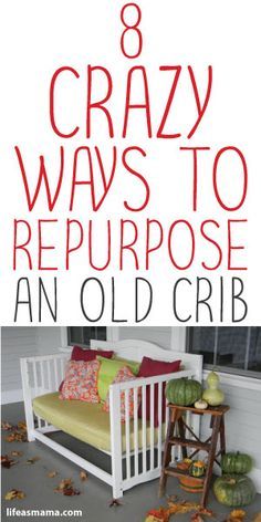 Reuse Cribs, Repurposed Bookcase, Upcycle Crib, Repurposed Armoire, Crib Bench, Armoire Ideas, Jenny Lind Crib, Old Baby Cribs, Baby Crib Diy