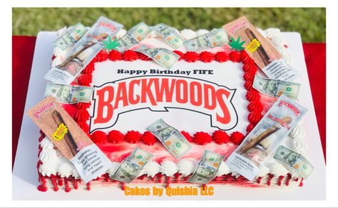 Backwoods Cake, Backwoods Birthday Cake, 21st Birthday Cookie Cake For Guys, Trashed Barbie Cake 21st Birthday, Backwoods Cupcakes, Crazy Birthday Cakes, Backwoods Blunts, Birthday Drip Cake, Boyfriends Birthday Ideas