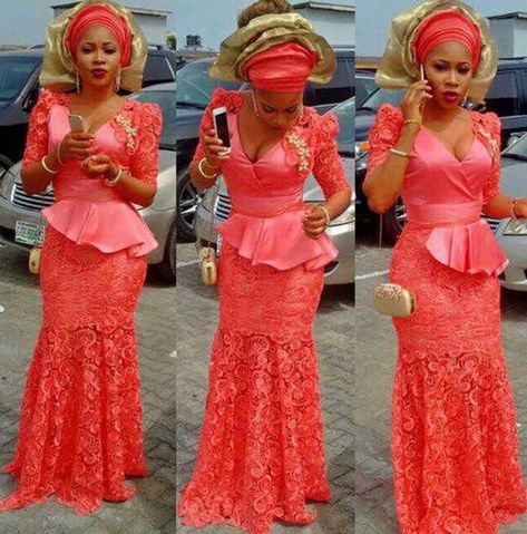 Peplum Gown Lace Aso Ebi, Aso Ebi Dresses, Aso Ebi Lace Styles, Peplum Gown, Peplum Lace, Cheap Gowns, African Lace Styles, Lace Gown Styles, Afrikaanse Mode