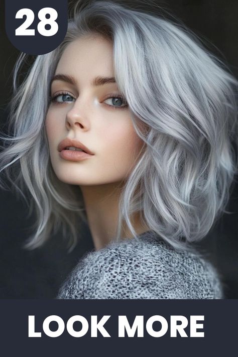 Transform your tresses with 28 mesmerizing silver hair color ideas. From platinum silver to deep gunmetal, these metallic hues are perfect for those seeking a bold change. Explore how different silver tones can create unique effects and learn expert techniques for achieving your desired shade. Discover styling options that complement silver hair and tips for keeping it healthy and vibrant. These silver hair color ideas will inspire you to embrace this striking and sophisticated trend. Icy Silver Hair Dark Roots, Dark Platinum Hair, Metallic Hair Color Grey Silver, Ice Grey Hair, Targaryen Hair Color, Blonde To Silver Hair, Smokey Silver Hair, Icy Silver Hair, Silver Hair Color Formula