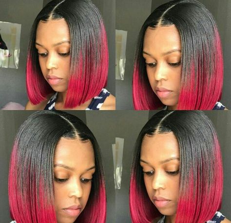 Red & black bob Red And Black Bob, Cute Sew Ins, Black Women Weave Hairstyles, Sew In Weave Hairstyles, Red Weave Hairstyles, Short Weave Hairstyles, Black Bob Hairstyles, Bob Black, Straight Weave