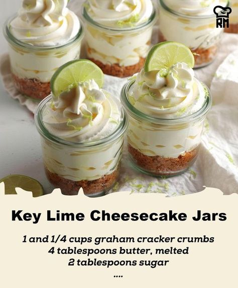 Recipes Masters Key Lime Pie Cheesecake, Key Lime Margarita, Cheesecake Jars, Cheesecake In A Jar, Key Lime Cheesecake, Lime Margarita, Lime Cheesecake, Savory Tart, Mini Cheesecakes