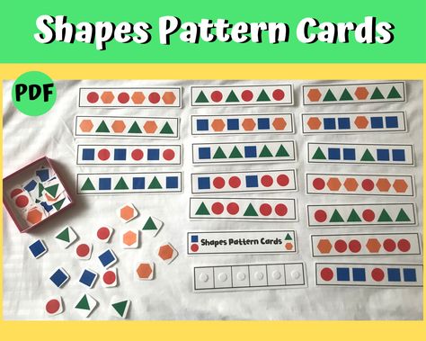 Shape Patterns Preschool, Ab Pattern Activities, Preschool Pattern Activities, Abb Patterns, Kindergarten Math Center, Preschool Patterns, Ab Patterns, Pattern Activities, Alphabet Tracing