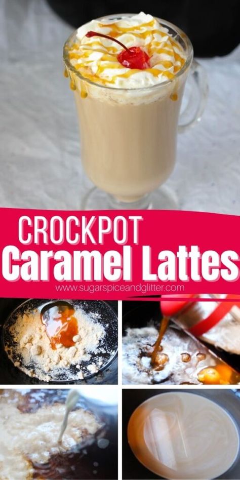 A decadent Crockpot Caramel Latte recipe perfect for entertaining, this creamy caramel coffee recipe is a welcome treat for friends arriving at your house and coming in from the cold. Crockpot Coffee Drinks, Crockpot Latte Recipes, Crockpot Coffee, Crocktober Recipes, Crockpot Caramel, Caramel Coffee Recipe, Crockpot Apple Cider, Caramel Latte Recipe, Crockpot Drinks