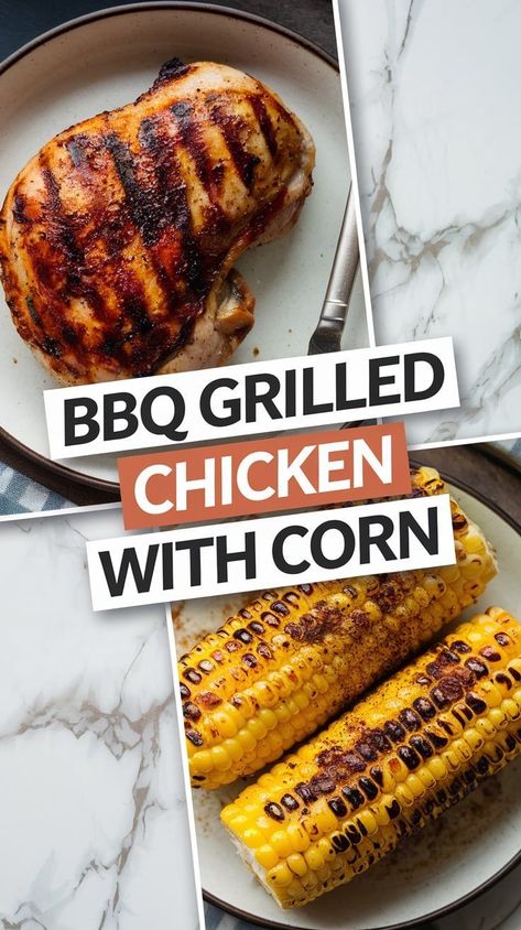 Easy BBQ Grilled Chicken with Corn on the Cob: Perfect Summer BBQ Meal Chicken With Corn, Bbq Grilled Chicken Recipes, Best Bbq Chicken, Bbq Chicken Breast, Chicken Grilled, Grilled Bbq Chicken, Chicken Breast Recipes Baked, Easy Bbq, Quick Weeknight Dinners