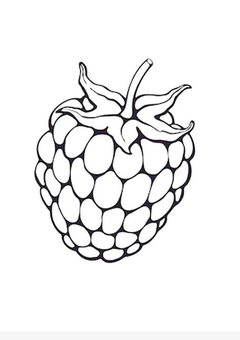 Download and Print Raspberry Fruit Coloring Page for Kids Fruit Line Art, Cute Coloring Pages For Kids, Fruit Coloring, Fruit Sketch, 30 Day Art Challenge, Fruit Poster, Fruit Tattoo, Fruit Coloring Pages, Fruits Drawing