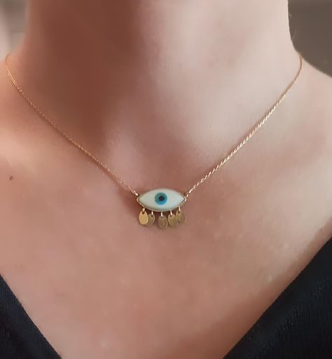 18K Gold Evil Eye Necklace, 18k solid gold evil eye pendant necklace, Evil Eye charm necklace, 18K Gold Jewelry #18k_gold_evil_eye #18k_gold_evileye #18k_gold_pendant #18k_gold_necklace #18k_gold_evileye_necklace #18k_gold_jewelry #18k_gold_evileye_pendant Evil Eye Chain Necklace, Gold Evil Eye Necklace, Necklace Evil Eye, Evil Eye Necklace Gold, Eye Pendant Necklace, Beautiful Symbols, Minimal Necklace, 18k Gold Necklace, Solid Gold Necklace