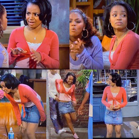 Breanna One On One Outfits, One On One Tv Show Kyla Pratt Outfits, 13 Going On 30 Outfits, Early 2000s Black Movies, 2000s Black Magazines, 00’s Aesthetic, 2000s Black Hair Magazine, Black Sitcoms, Fran Fine Outfits