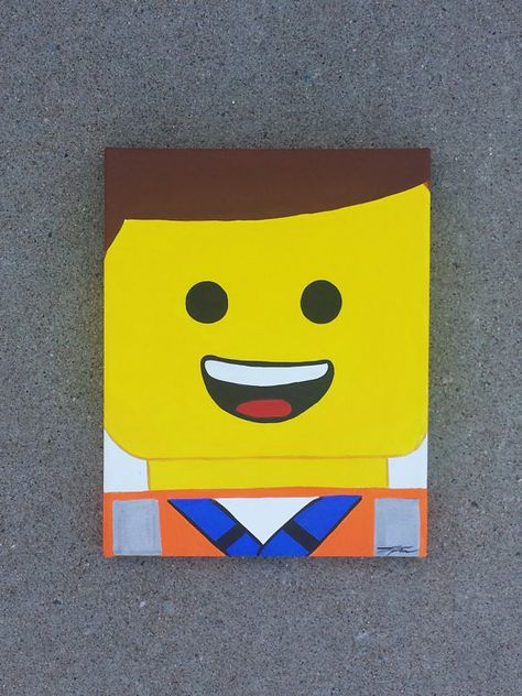 Emmett Lego Movie, Op Painting, Lego Painting, Lego Room Decor, Lego Bedroom, Happy Daisy, Painting Birthday, Paint Your Own Pottery, Lego Room