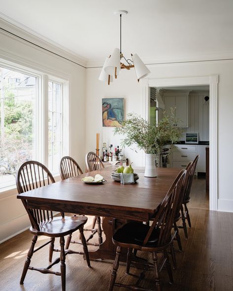 Craftsman Bungalows Interior, Small Craftsman Bungalow, Bungalow Dining Room, Transitional Apartment, Small Craftsman, Age In Place, Modern Industrial Farmhouse, Bungalow Interior, Hidden Cabinet